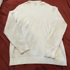 Zara Men's Cream Crewneck Sweater